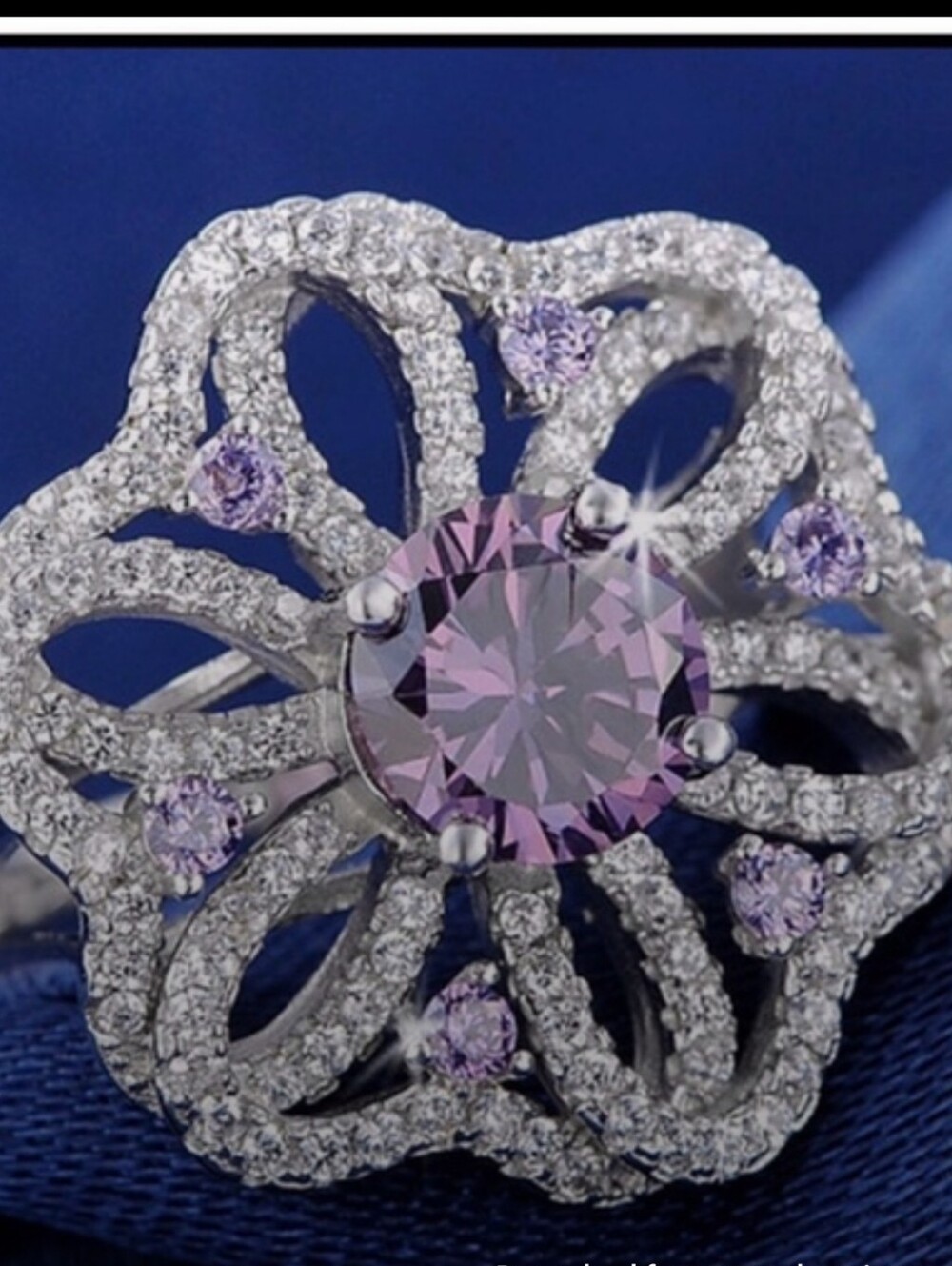 Swarovski Crystal Delina Ring with Purple Center Stone NWOT - Picture 2 of 2